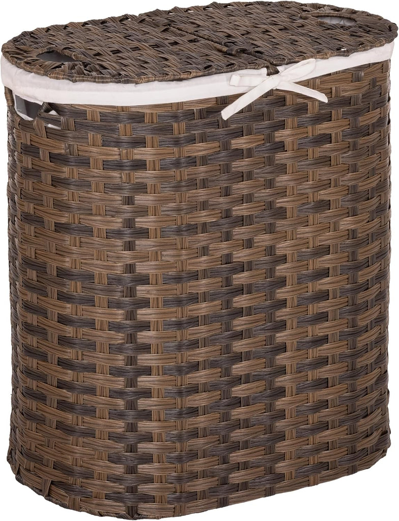 Premium Handwoven Portable Laundry Bin Basket with Carrying Handles, Household Storage for Clothes, Linens, Sheets