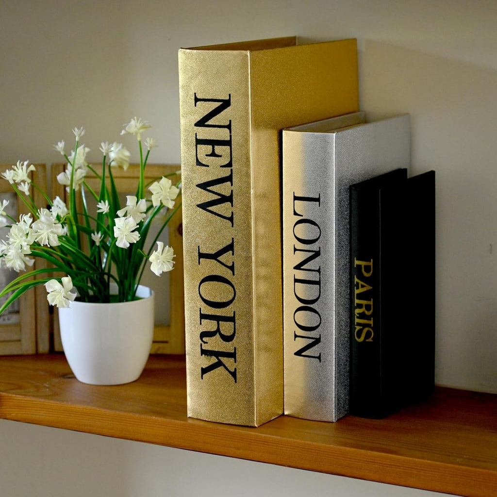 Decorative Book Storage Boxes - Hidden Compartment Faux Books - Set of 3