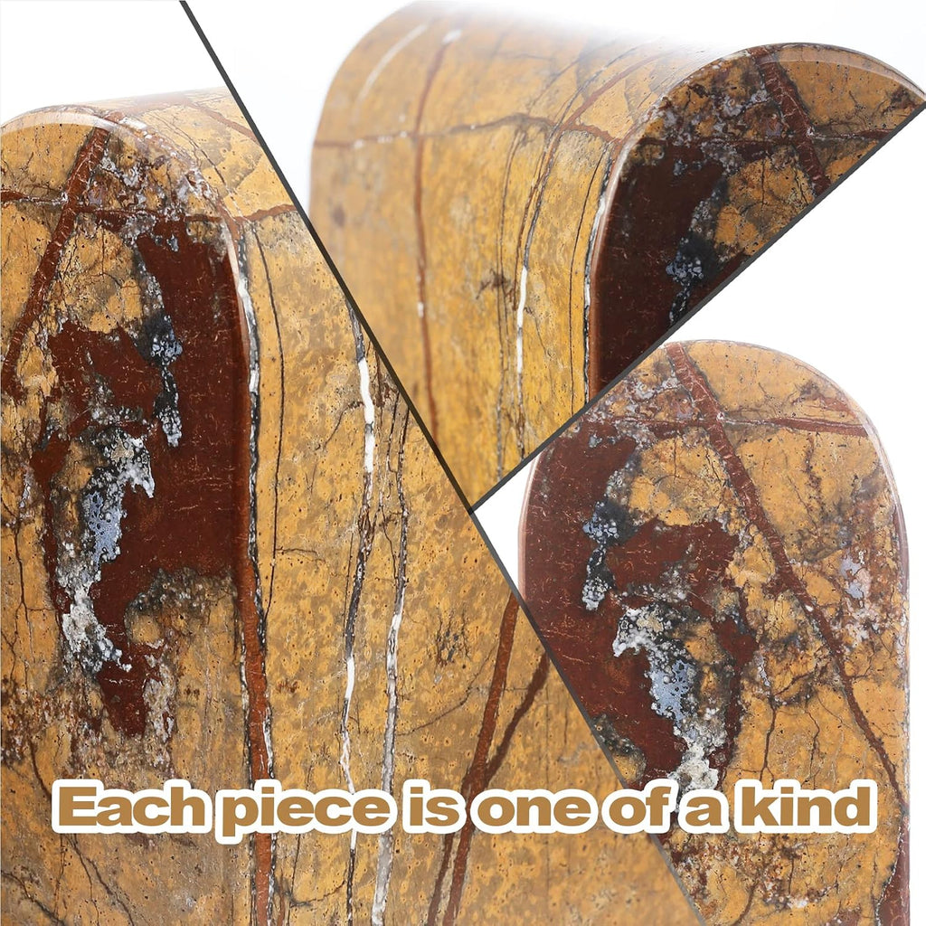 N Natural Marble Bookends for Shelves, Book Ends for Heavy Books, 13LBS Ultra Heavy Duty Book Holders, Triumphal Arch