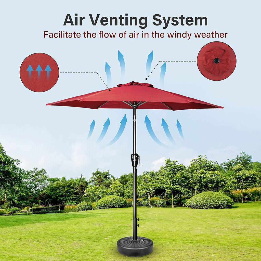 9' Patio Umbrella Outdoor Table Market Yard Umbrella with Push Button Tilt/Crank - Red