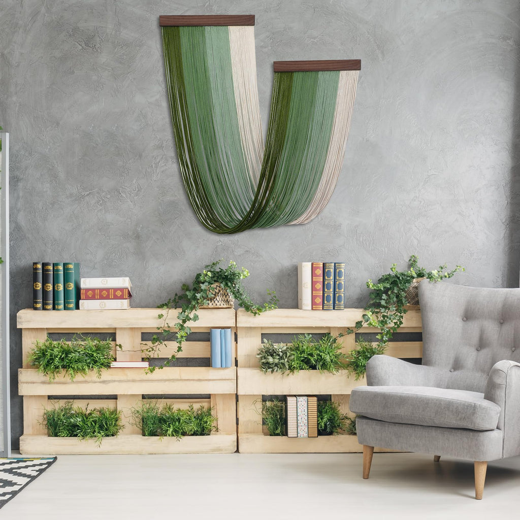 Macrame Wall Hanging Green Boho Woven Tapestry 18"x32" Decor