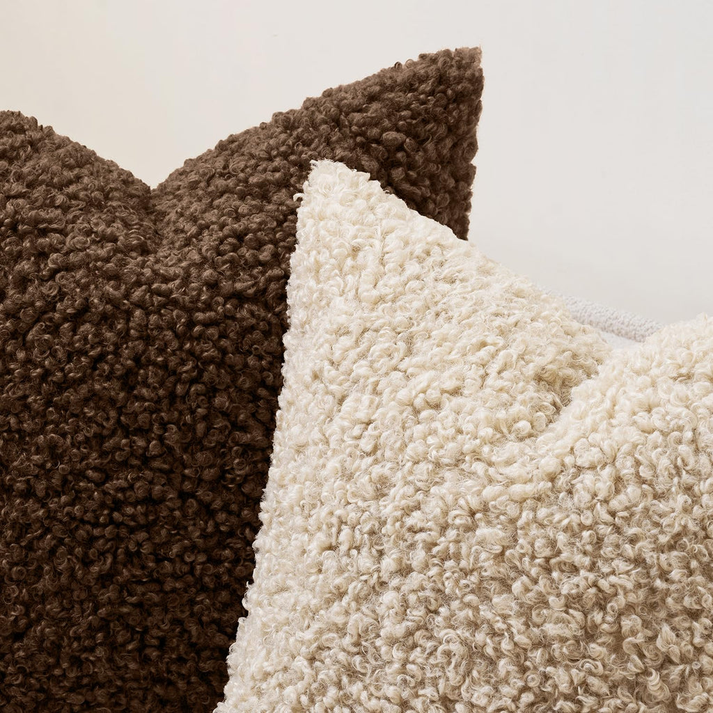 Faux Fur Throw Pillow Covers 20x20 Inch Drak Brown