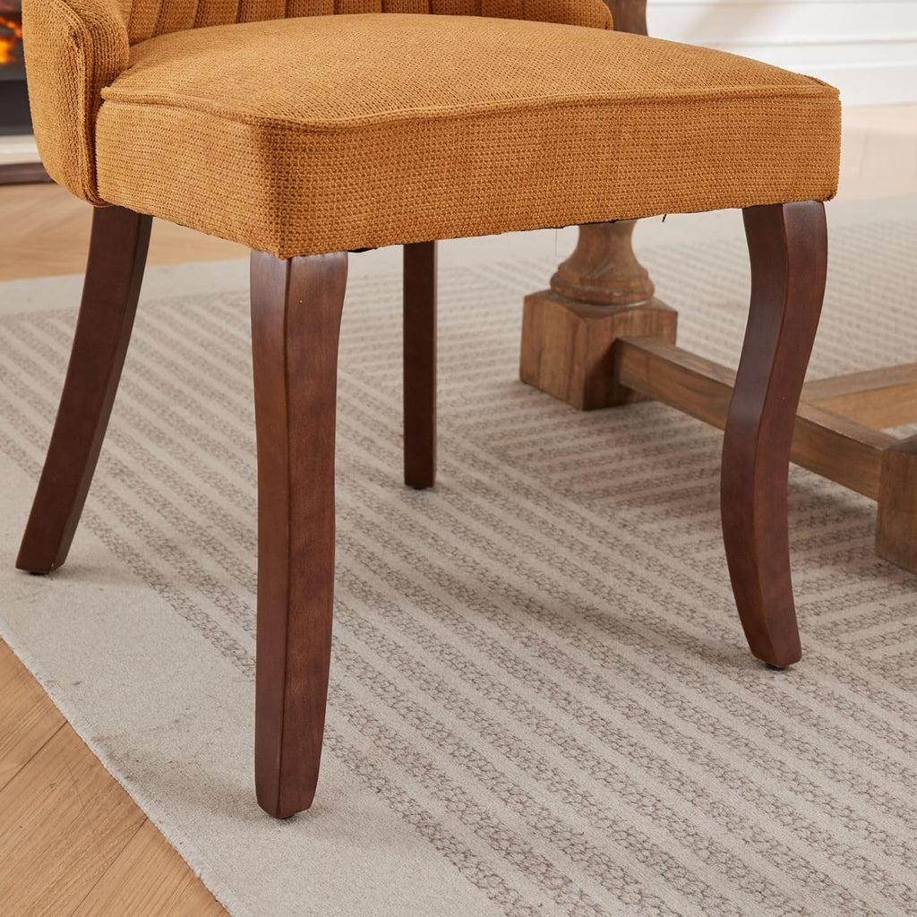 Set of 2 Upholstered Dining Chairs with High Backrest, Velvet Fabric Accent Kitchen Chairs