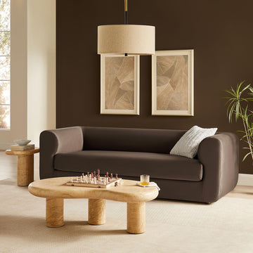 Leif Performance Velvet Upholstered Sofa - 89 Inch Modern Tuxedo Sofa - Comfy 3 Seater Velvet Couch