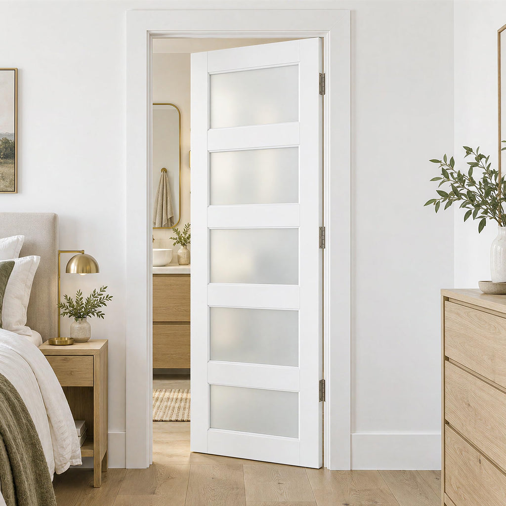 24" x 80" Frosted Glass Door, MDF Solid Core Interior Door Slab