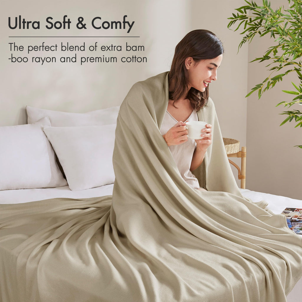 Twin Size Summer Blanket, Khaki, 70% Rayon from Bamboo