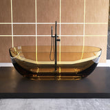​Tubcraft 69" Resin Stone Freestanding Bathtub, Solid Surface Modern Freestanding Tub Soaking Stand Alone Tub with