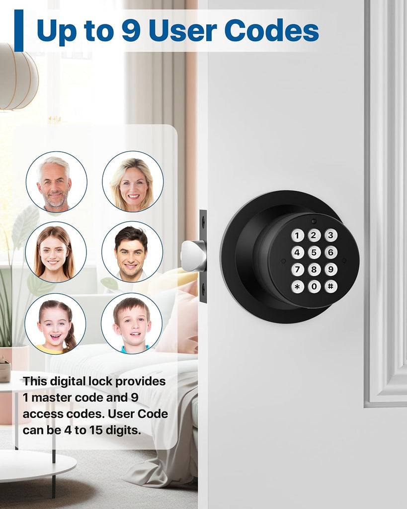 Door Knob with Keypad, Door Knob with Lock, Keyless Entry Door Lock with Code for Front Door Garage Home Apartment