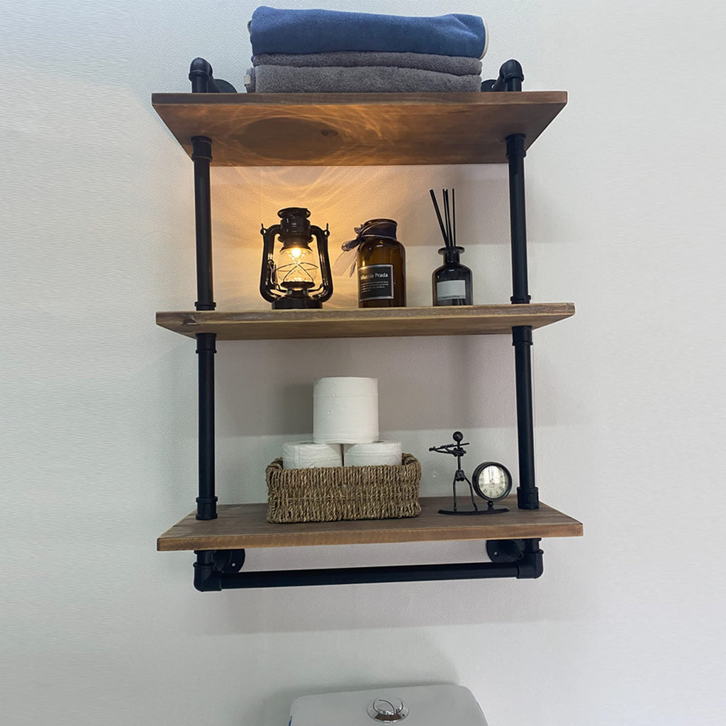 Industrial Pipe Shelving Bathroom Shelves with Towel bar