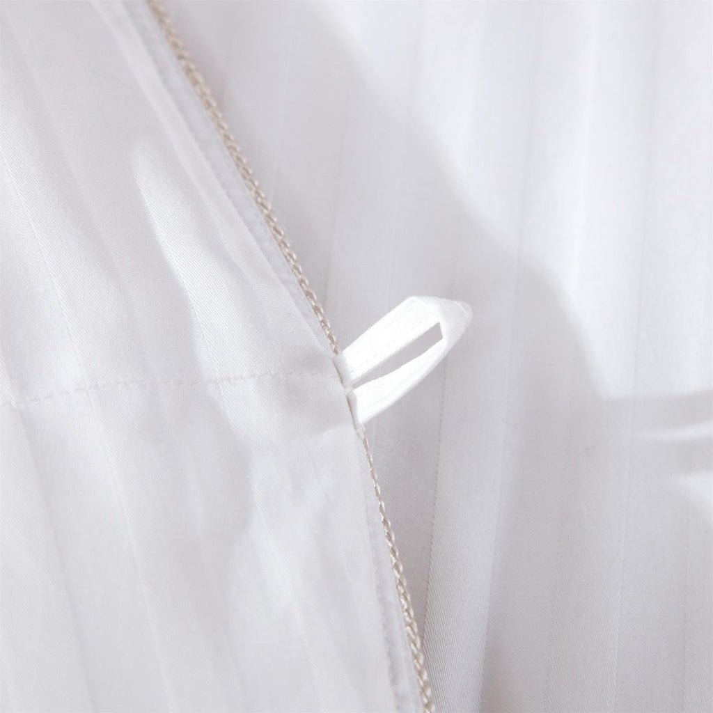 Full Size Siberian Goose Down Comforter, 100% Egyptian Cotton, White Stripe & 50Oz