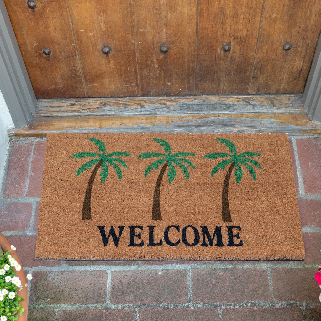 17 x 30 Coir Doormat - Welcome Palm Trees