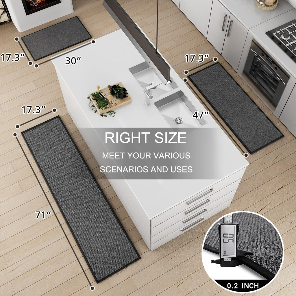 Kitchen Mat Set of 2 PCS, Cushioned Non Slip Rugs Floor, Absorbent Runner Comfort Standing Mats Washable