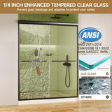 Shower Doors, 56 - 60" W x 72" H Sliding Glass Shower Door, Matte Black Aluminum Frame