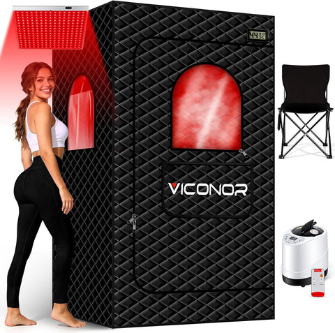 Viconor Infrared Sauna Box, Portable Steam Infrared Sauna Tent with Red Light Therapy for Home