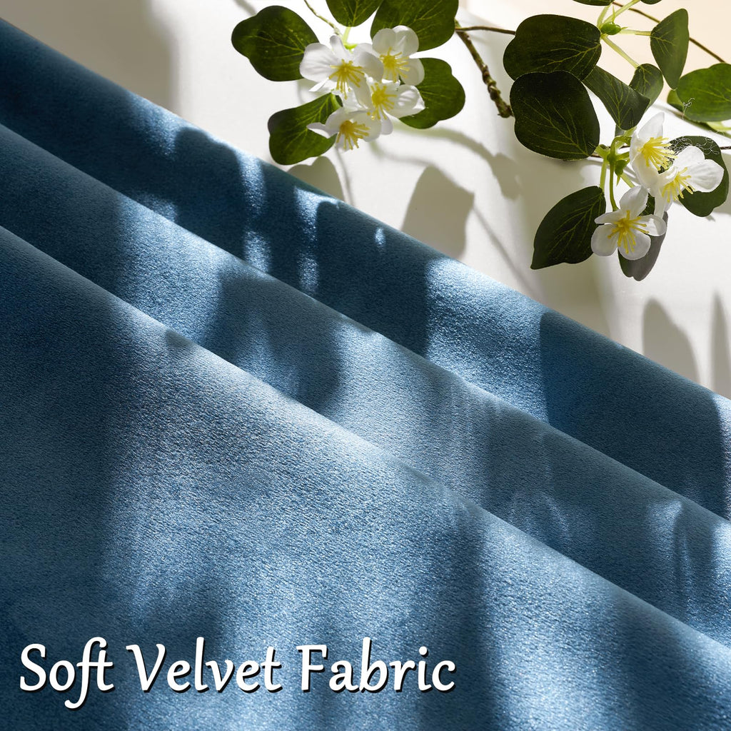 Stone Blue Velvet Throw Pillow Covers 24x24 Pack of 2