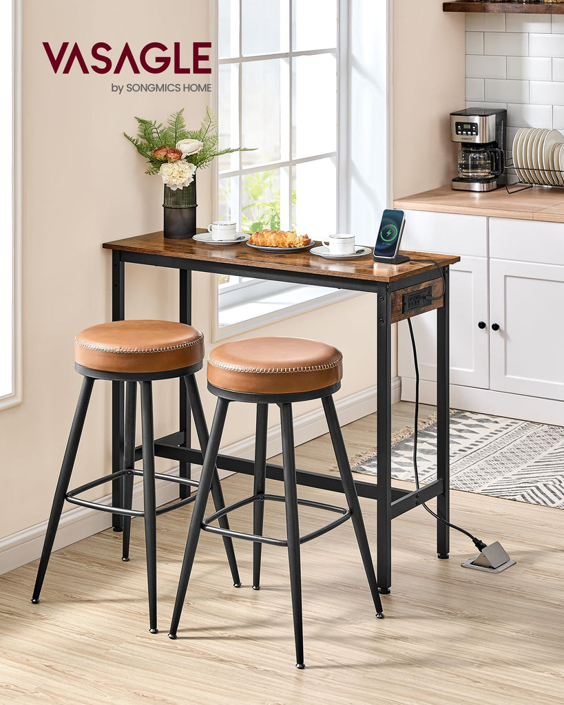 Bar Table with Power Outlets, Computer Desk, 39.4" W
