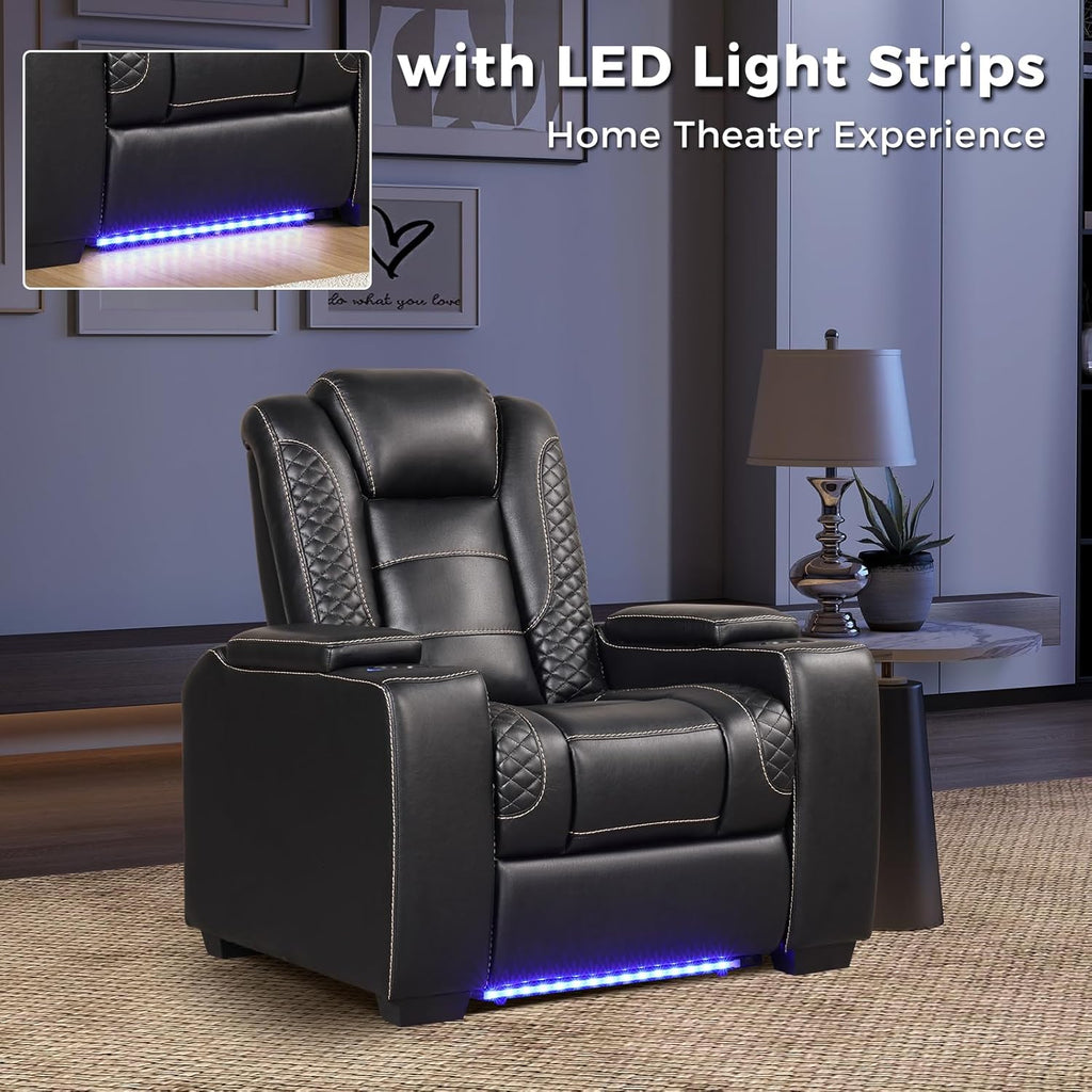 Power Home Theater Seating, Electric Gaming Recliner Chair with Adjustable Headrest