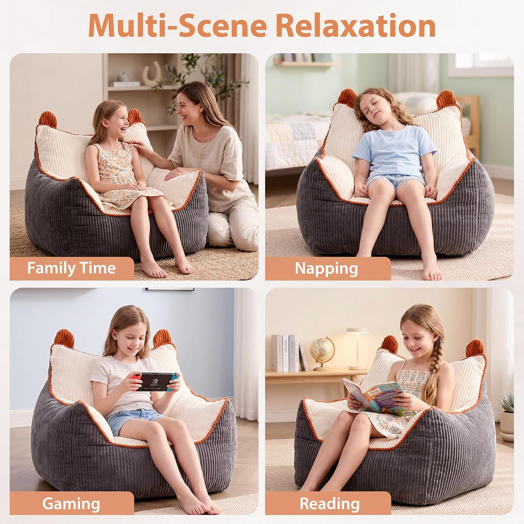 Comfy Kids Bean Bag Chair, Plush Bean Bag Sofa for Reading & TV