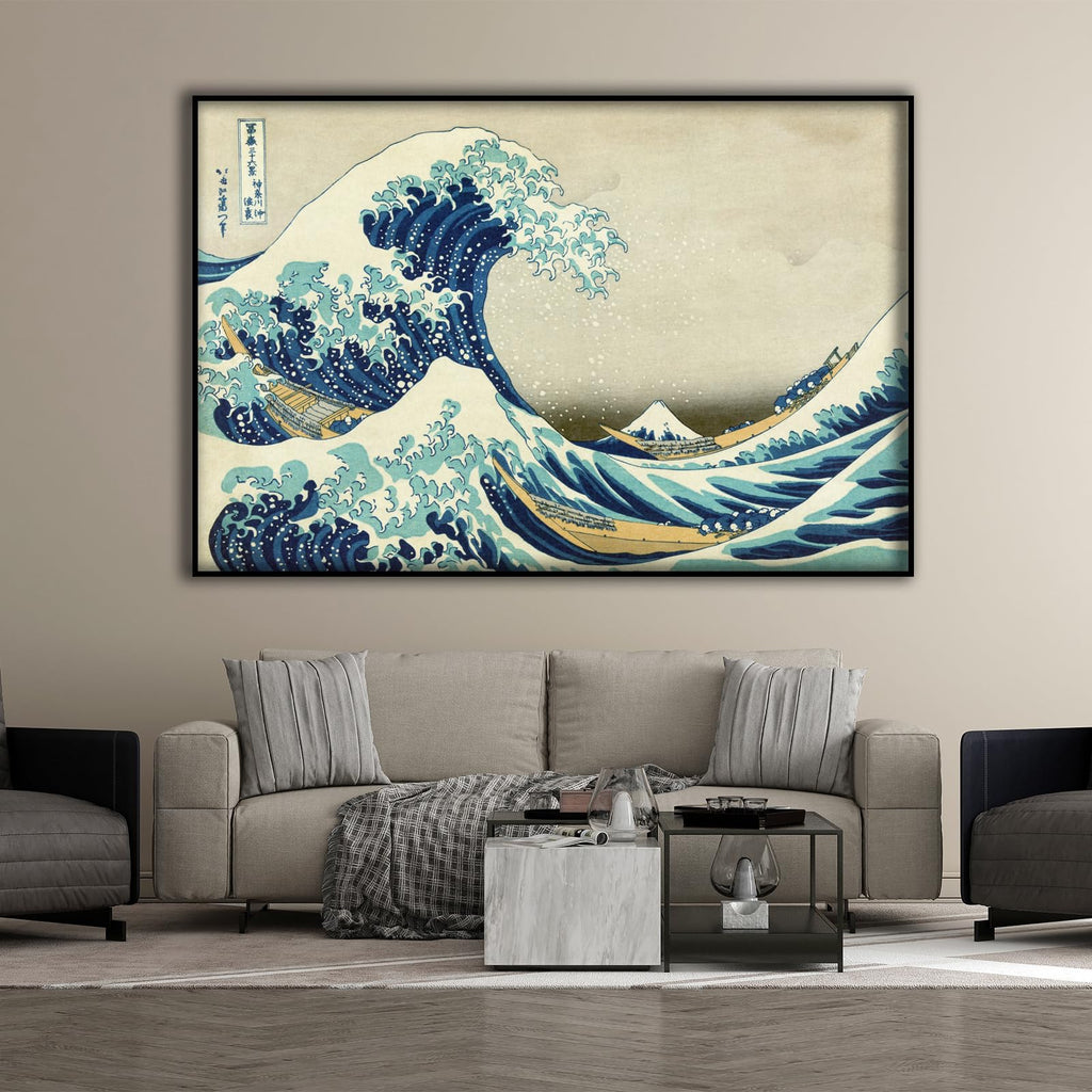 Hokusai Poster - Great Wave off Kanagawa Wall Decoration - Retro Japanese Poster - Wave Canvas Wall Decoration