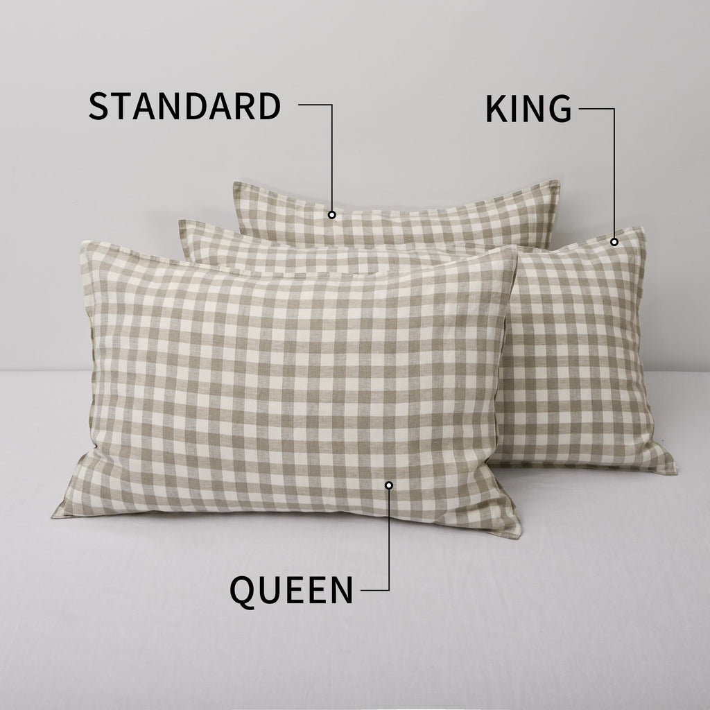 100% French Linen Pillow Cases Set of 2, Stone Washed Flax Pillow Shams with Zipper Closure - Breathable &