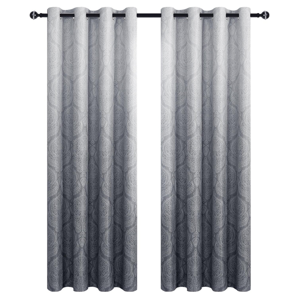Ombre Blackout Curtains 52 x 84 inch, 2 Panel Set, Grey