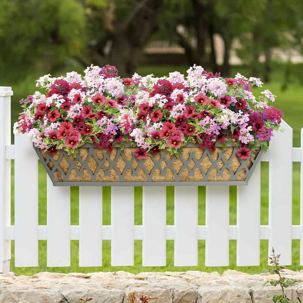 2 Pack 30 Inch Window Boxes Planters Railing Planter Box with Adjustable Brackets for Porch Fence Patio Balcony