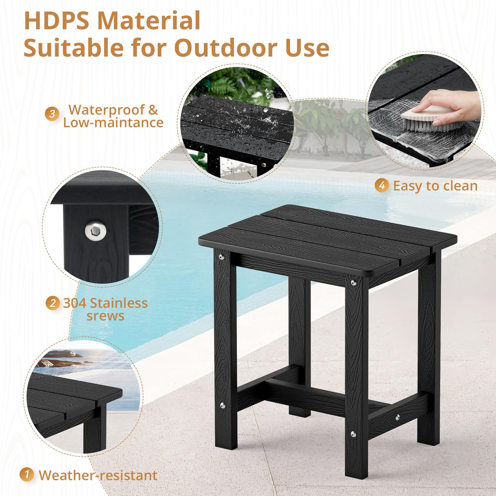 Outdoor Rocking Chairs Set, 3-Piece, HDPS Poly Porch Rockers with Table, Plastic Weather Resistant Rocking Chair Set