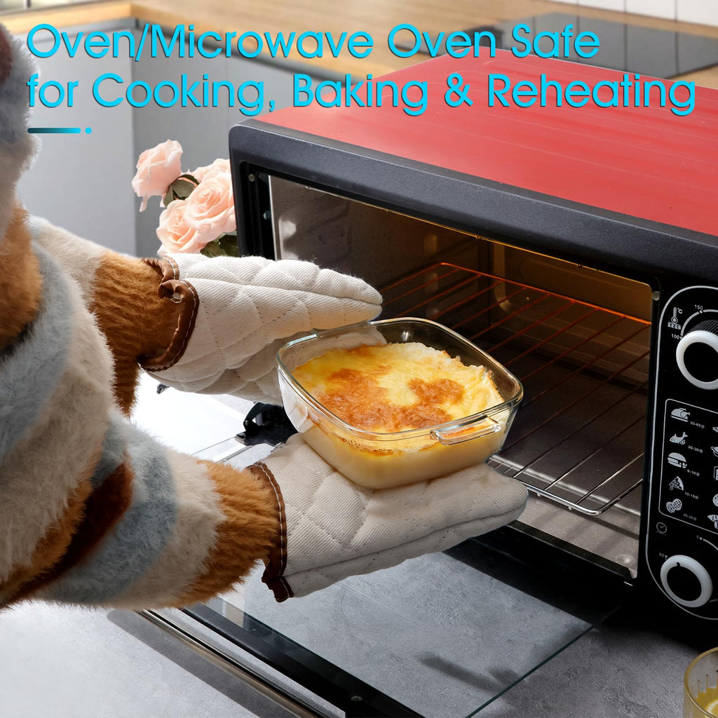 0.8L Glass Casserole Dish with Lid Oven Safe Square Casserole Dish
