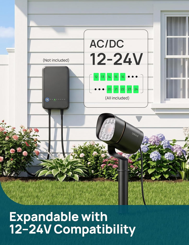 Smart Low Voltage Landscape Lighting, 800lm RGBW Outdoor Spotlights, Waterproof, Works with Alexa & Google Home