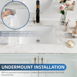 Undermount Bathroom Sink Rectangle Interior Bowl Size 16 x 11 inch White Porcelain Ceramic Vessel Sink Under Counter Exterior Size 18x13in Rectangular Bath Sink Basin Lavatory Fireclay A131-B0D5XJQ9LH