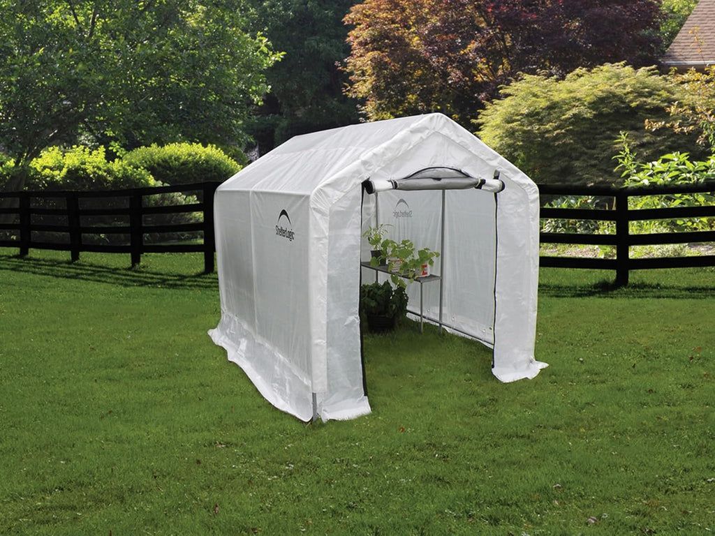 6' x 8' x 6.5' GrowIT Greenhouse Peak Roof Style Backyard Grow House with Integrated Shelving