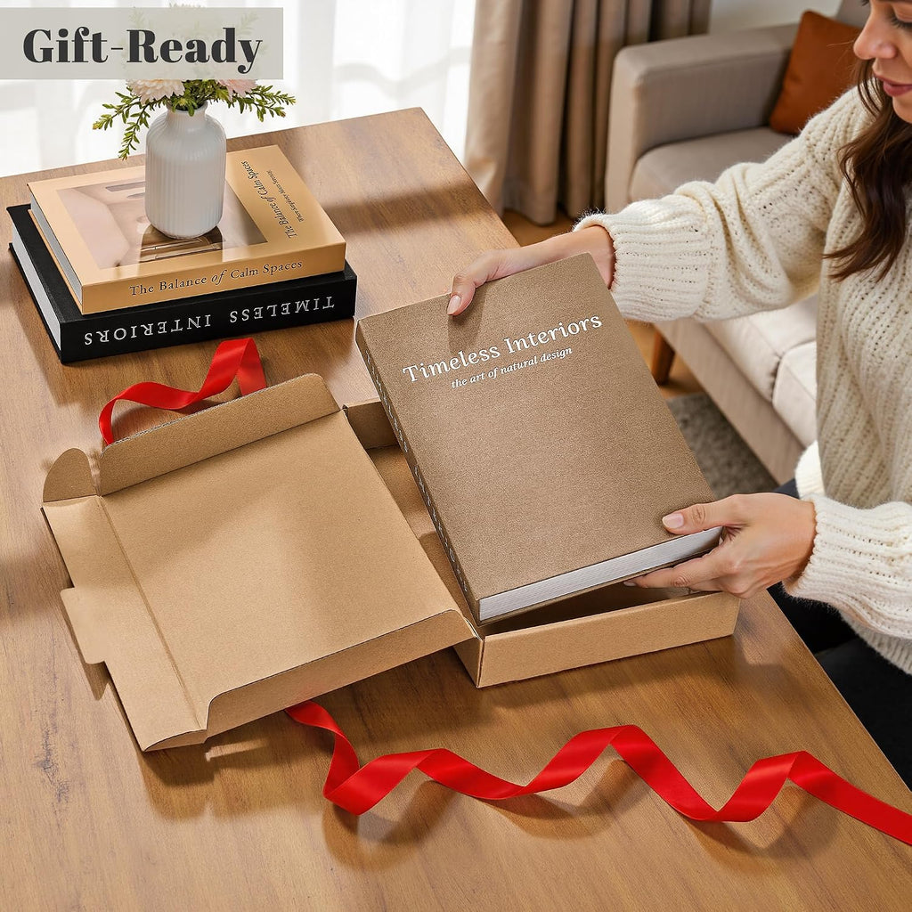 Decorative Books, Set of 3 Fake Book Storage Boxes, Oatmeal | Modern Home Decoration with Hidden Storage Room for