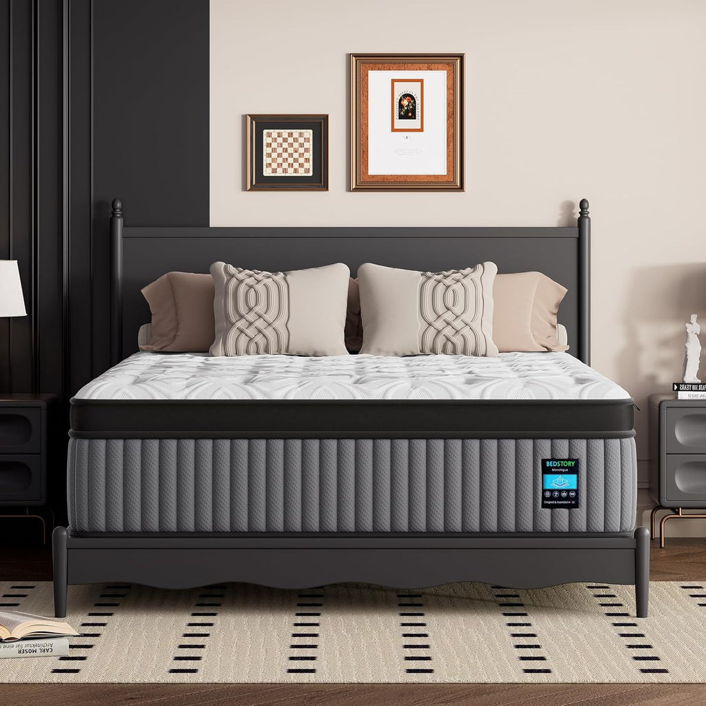 Medium Firm California King Mattress, 14 Inch 7-Zone Deep Sleep Hybrid Mattresses for Pain Pressure Relief