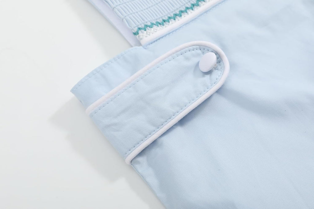 Baby Boys Blue Crosses Smocked Overalls