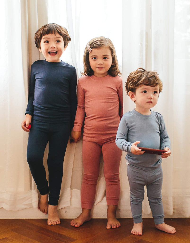 Kids Toddler Long Sleeve Modal Sleepwear Pajamas 2pcs Set Modal Navy M