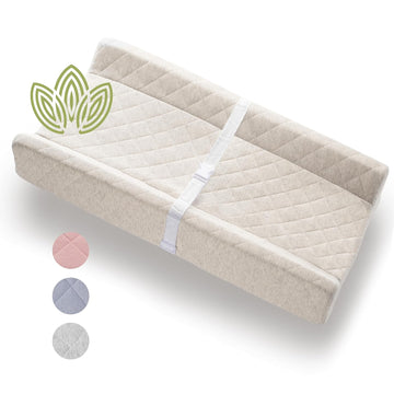 Organic Cotton Covered Contoured Baby Changing Pad | Waterproof Foam Mattress, Soft, Removable & Washable Cover