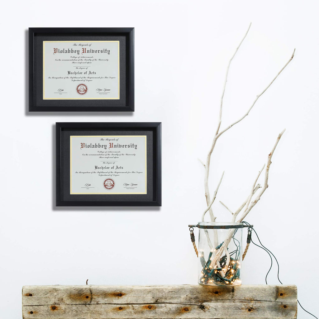 8.5 x 11 Diploma Frame Black 2 Pack Degree Document Wall Tabletop