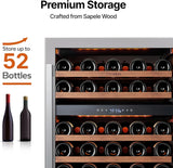 Wine Fridge & Cooler - 24 Inch 52 Bottle Wine Cooler Refrigerator, 40-65°F Dual 