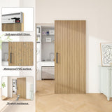 42"x84" Concealed Sliding Barn Door with Soft Close Hardware Kit, Light Brown Hidden Door for Openin
