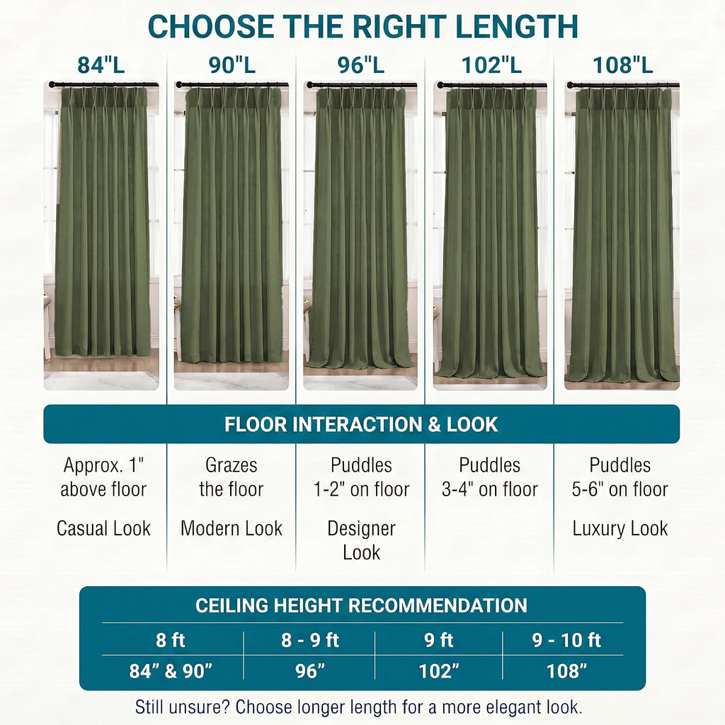 Pinch Pleated Faux Linen Curtains 90" Olive Light Filtering Drapes | Memory Shape, Jacquard Texture, Enhanced Privacy