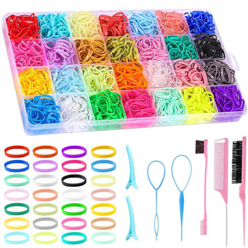 Hair Ties Accessories for Little Girls, 1500 Rubber Bands with 8 Hair Tools