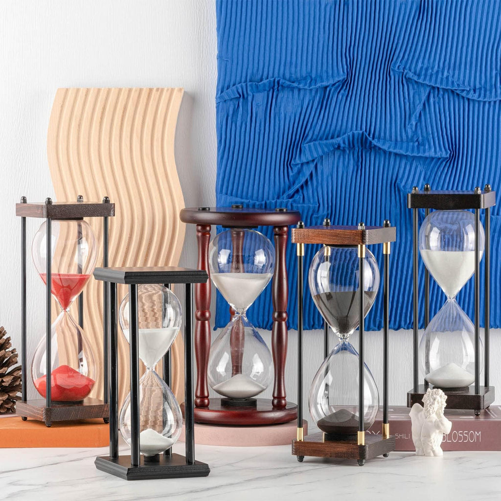 Large Hourglass Timer 60 Minute, Decorative Wood Sand Timer, White