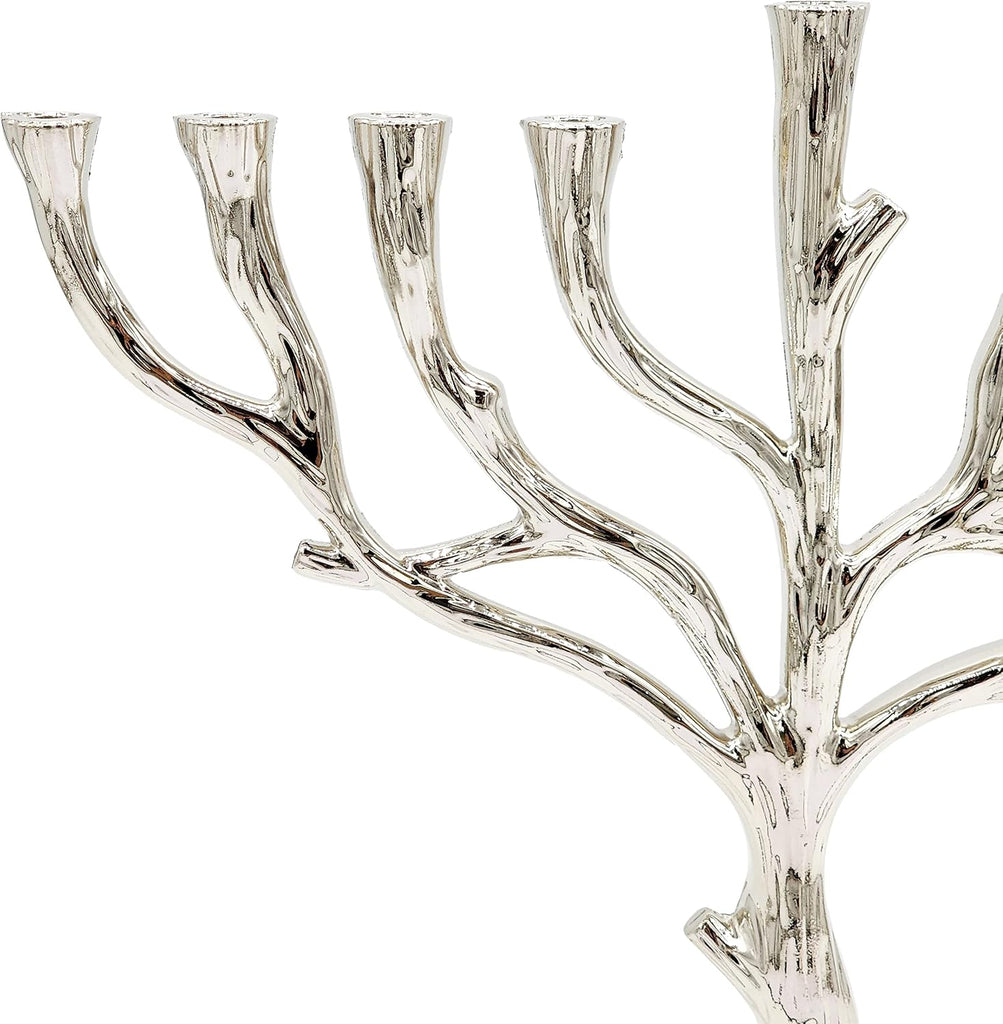 Tree of Life Nickel Finish Full Size 10 Inches for Hanukkah Fits Standard Chanukah Candles - Collectible Artistic