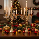Candelabras Centerpieces for Tables, 20" Tall Candlestick Holder for Taper Candles, 5 Arm Crystal Candelabra Candle