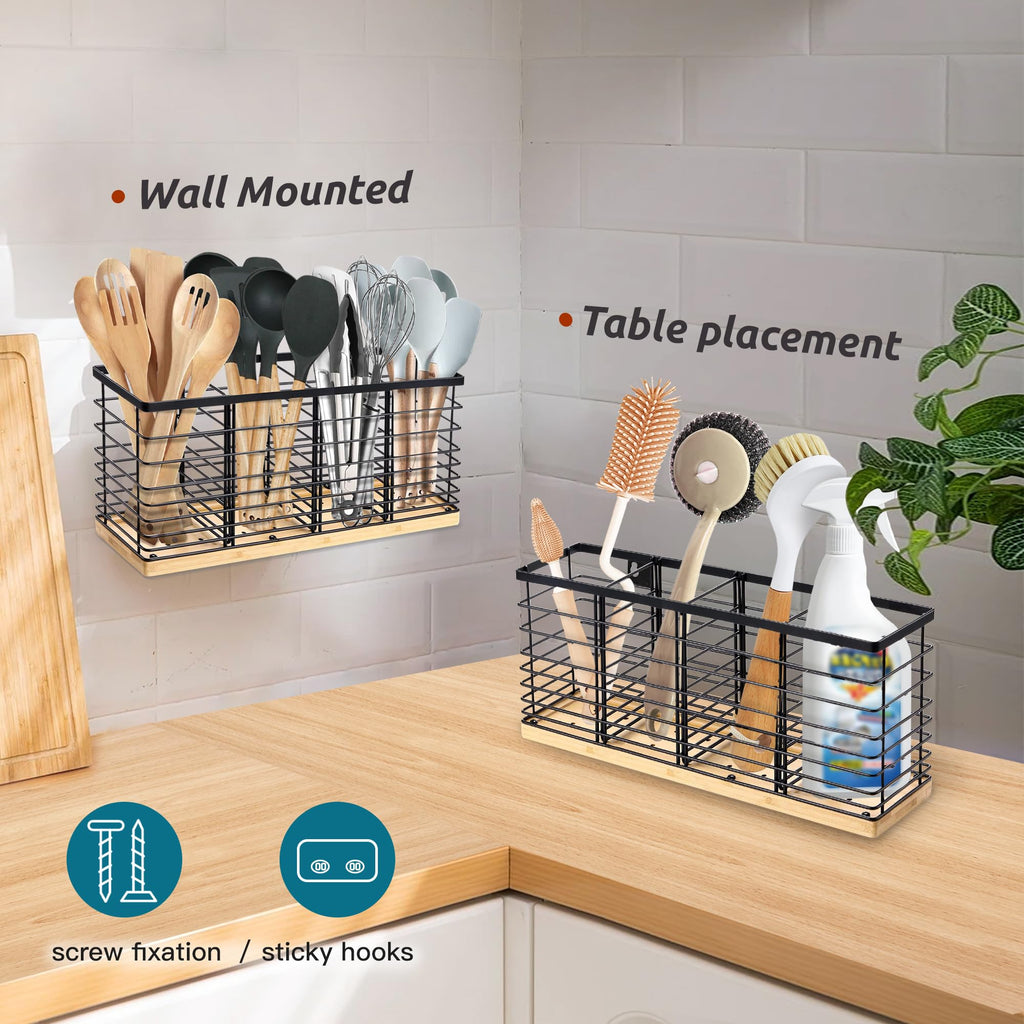 Extra Large Kitchen Utensil Holder Countertop with Removable Divider