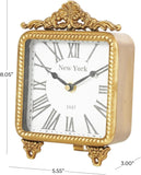 Deco 79 Metal Scroll Decorative Clock Antique Style Mantel Clock, Tabletop Clock 6" x 3" x 8", Gold
