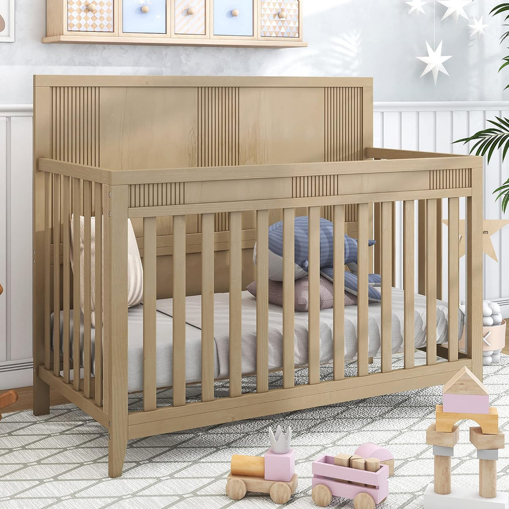 Safe Crib, Pine Solid Wood, Non Toxic Finish, Hazel Wood