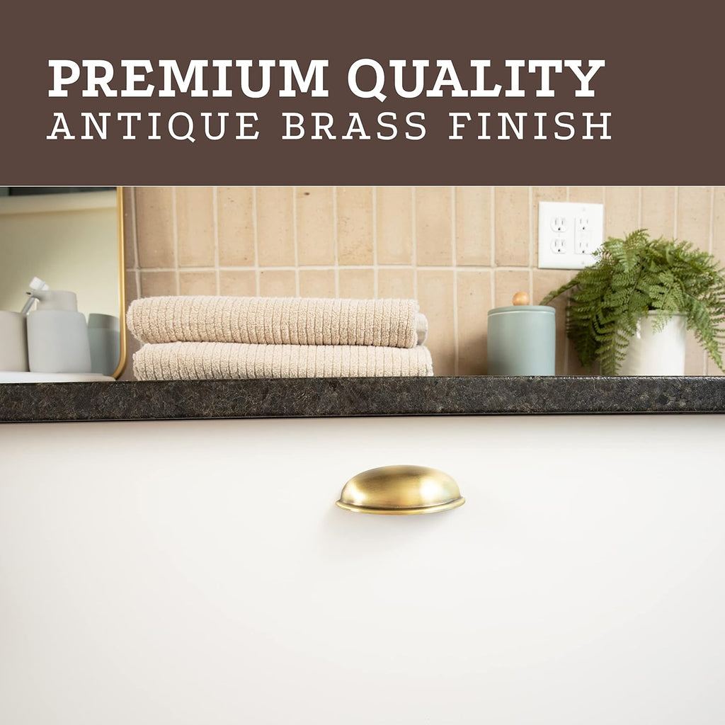 Cup Handle Pull 3" Hole Center - Antique Brass