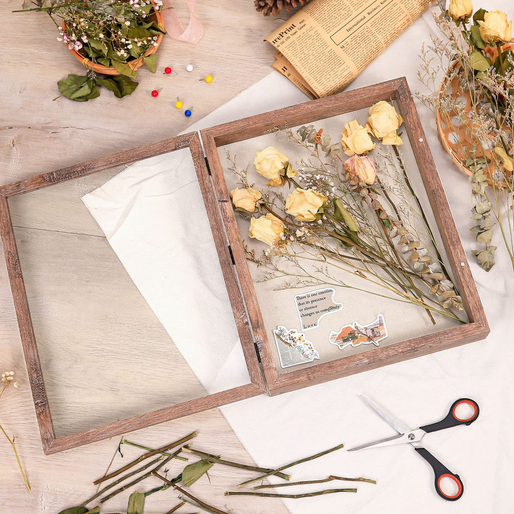 11x14 Shadow Box Frame with Soft Linen Back - Sturdy Memory Display Case of Flower, Pictures, Medals and More, Rustic