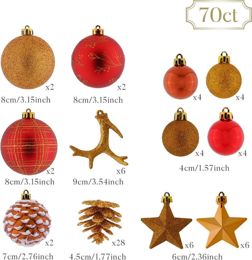 70ct Christmas Tree Decorations Ball Ornaments Set